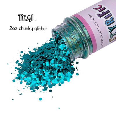 Teal Chunky Mix Glitter 2oz Bottle