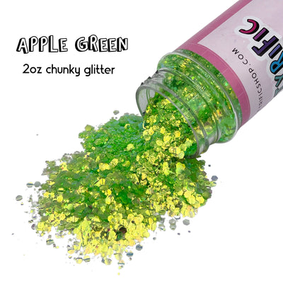 Apple Green Chunky Mix Glitter 2oz Bottle