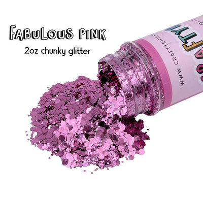 Fabulous Pink Chunky Glitter Mix 2oz Bottle