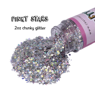 Pinky Stars Chunky Glitter Mix 2oz Bottle