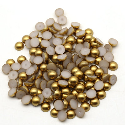 Matte Gold Flat Back Pearls