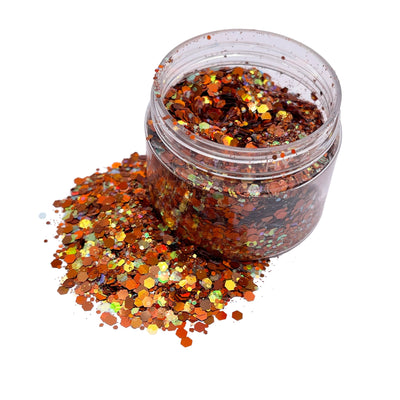 AMBER Chunky Glitter Mix, Loose Glitter, Polyester Glitter, Solvent Resistant, Premium Quality Glitter 1oz in Resealable Bag