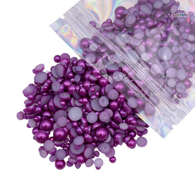 Plum Purple Mixed Sizes Flatback Pearl 1000 Pieces