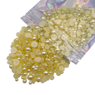 Light Yellow Mixed Sizes Flatback Pearl 1000 Pieces