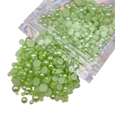 Light Green Mixed Sizes Flatback Pearl 1000 Pieces