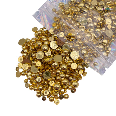 Gold Mixed Sizes Flatback Pearl 1000 Pieces