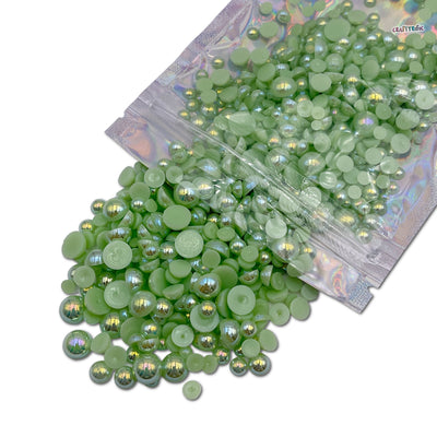 AB Green Mixed Sizes Flatback Pearl 1000 Pieces