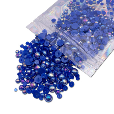 AB Blue Mixed Sizes Flatback Pearl 1000 Pieces