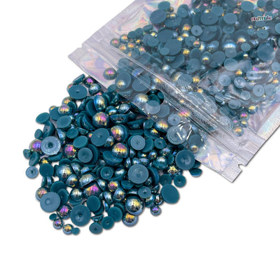 AB Dark Teal Mixed Sizes Flatback Pearl 1000 Pieces
