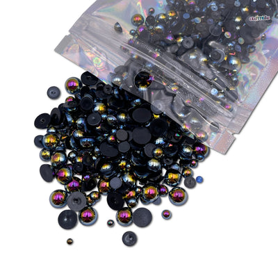 AB  Black Mixed Sizes Flatback Pearl 1000 Pieces
