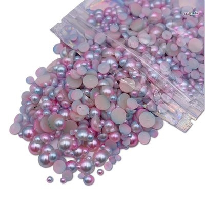 Rainbow Cotton Candy Mixed Sizes Flatback Pearl 1000 Pieces
