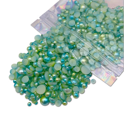 Rainbow Green Mixed Sizes Flatback Pearl 1000 Pieces