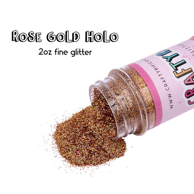 Rose Gold Holographic Fine Glitter 2oz Bottle