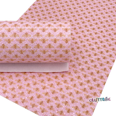 Sweet Pink Bees Chunky Glitter Sheets