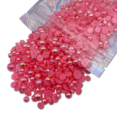 AB Peachy Pink Mixed Sizes Flatback Pearl 1000 Pieces