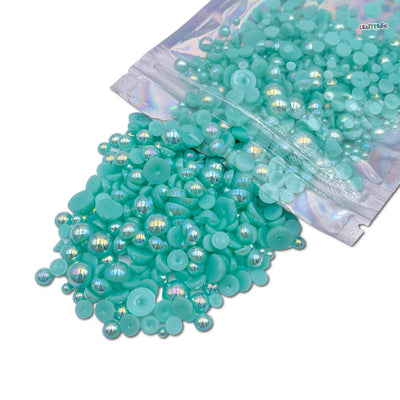 AB Mint Green Mixed Sizes Flatback Pearl 1000 Pieces