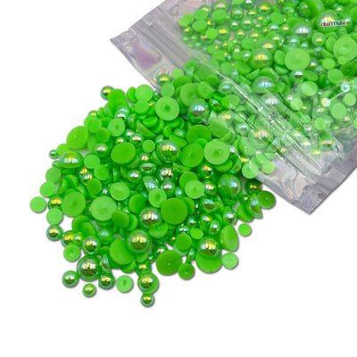 AB Apple Green Mixed Sizes Flatback Pearl 1000 Pieces