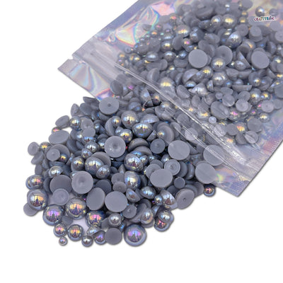 AB  Light Gray Mixed Sizes Flatback Pearl 1000 Pieces