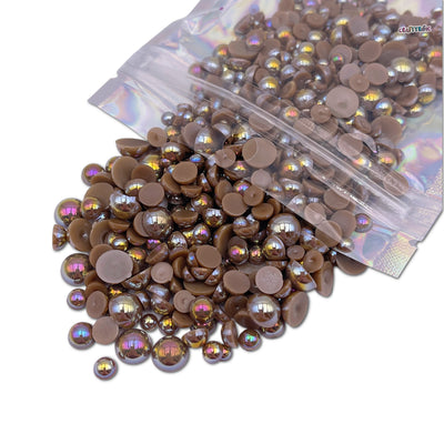 AB Caramel Brown Mixed Sizes Flatback Pearl 1000 Pieces