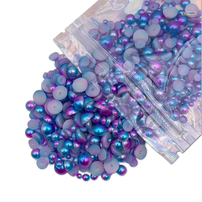 Rainbow Blue Mixed Sizes Flatback Pearl 1000 Pieces