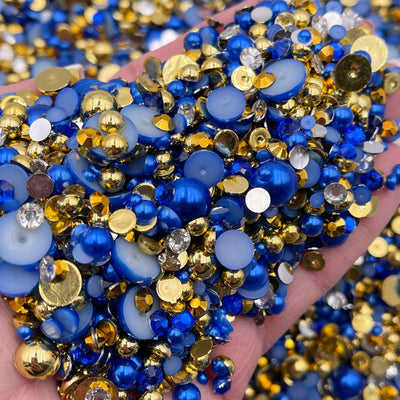 Royal Blue and Gold Pearl Mix