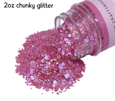Pink Peony Chunky Glitter Mix 2oz Bottle
