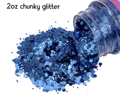 Carolina Blue Chunky Mix Glitter 2oz Bottle