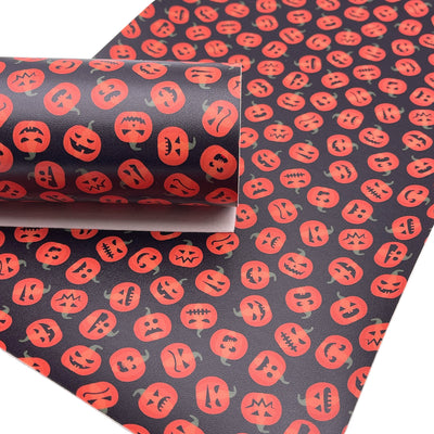 JACK O LANTERN Faux Leather Sheets, Halloween Custom Faux Leather, Leather Sheets, Exclusive Design, Leather for Earrings