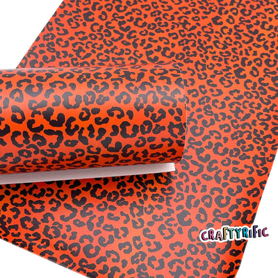 Orange Leopard Print Smooth Faux Leather Sheets