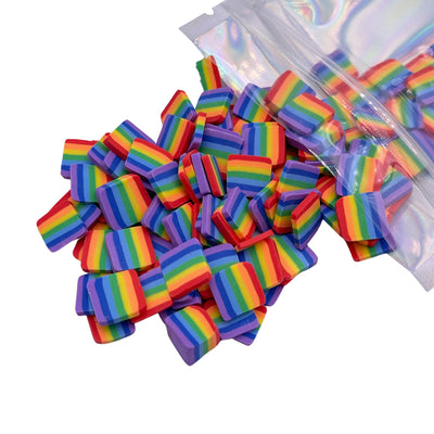 10mm Rainbow Flag Polymer Clay Slices