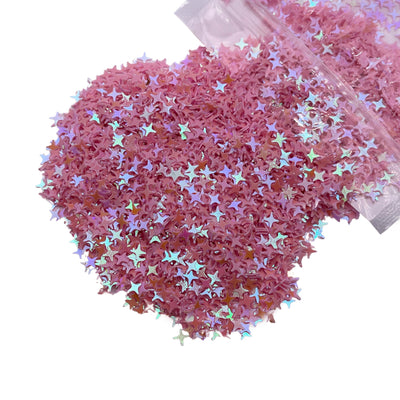 4 Point Star Pink AB Sequin Craft Glitter