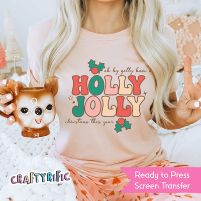 Holly Jolly Matte Thin Screen Print Transfer