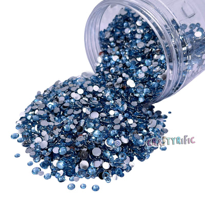 Light Sapphire Mixed Size Resin Rhinestone 4oz Jar