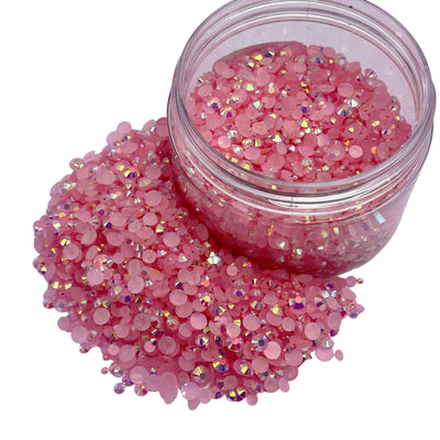 Light Pink AB Mixed Size Jelly Resin Rhinestone 4oz Jar