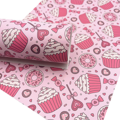 Sweet Cupcake Smooth Faux Leather Sheets, 8x11 Size, Custom Leather Sheets, Leather for Earrings