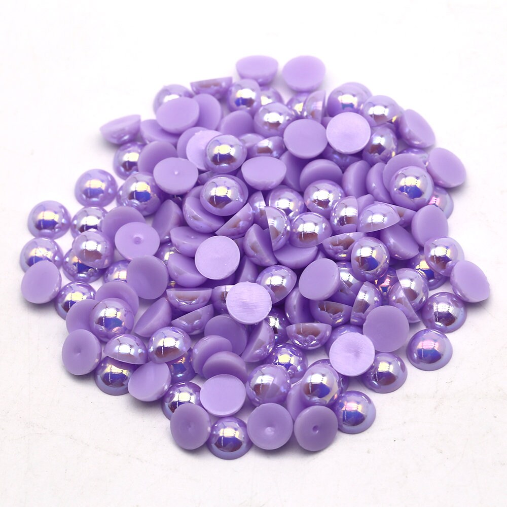 Bling World bling world 800 pcs flat back pearls, mixed sizes 3-14mm half  round pearl beads, 7 size lt.purple flatback bead for craft diy