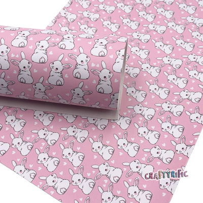 Peek a Bunny Premium Printed Faux Leather, Spring Faux leather, Floral Designs, Custom Print Leather Sheets, Leather for Earrings