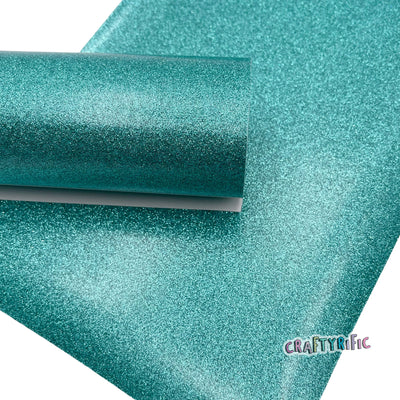 Aqua Blue Glitter Vinyl With Canvas Back For Embroidery