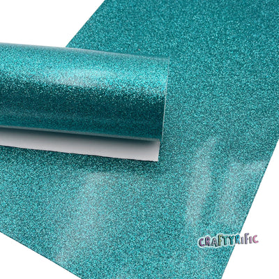 Turquoise Glitter Vinyl With Canvas Back For Embroidery