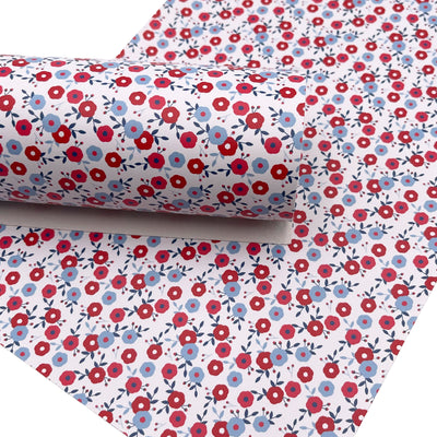 Red White and Bloom Custom Print Faux Leather Sheet