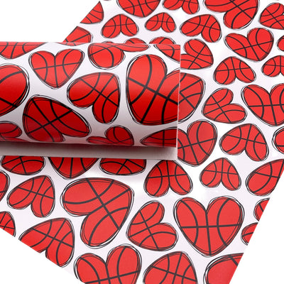 Basketball Heart Custom Print Faux Leather Sheet