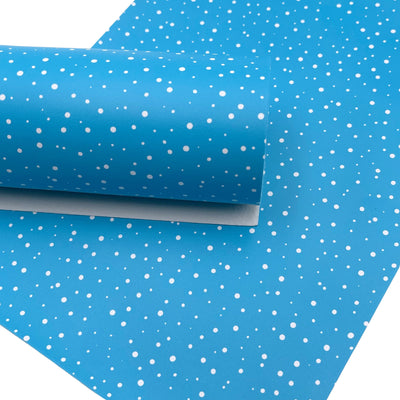 Blue Dots Custom Print Faux Leather Sheet