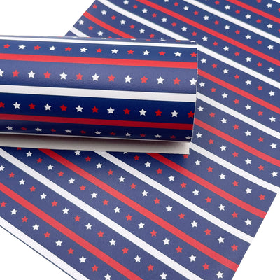 Star and Stripes Custom Print Faux Leather Sheet