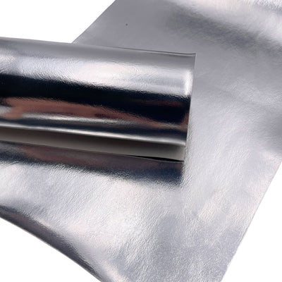 Metallic Silver Smooth Faux Leather Sheet