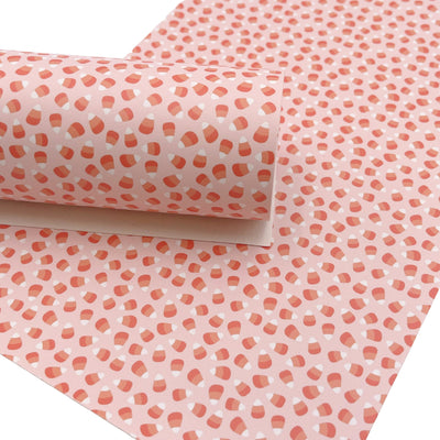 Candy Corn Halloween Print Faux Leather Sheet