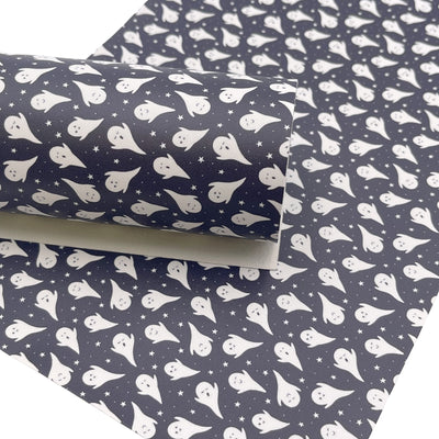 Ghosts Halloween Print Faux Leather Sheet