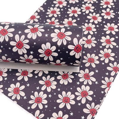 Floral Halloween Smooth Faux Leather Sheet