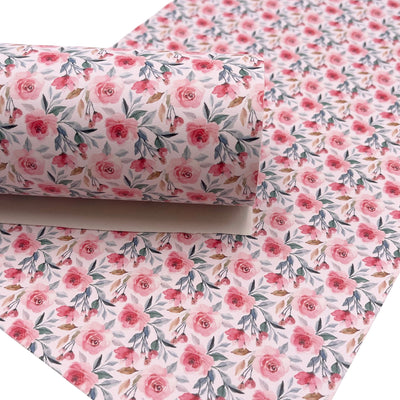 Blush Pink Floral Faux Leather Sheet