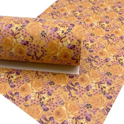 Mustard Floral Faux Leather Sheet