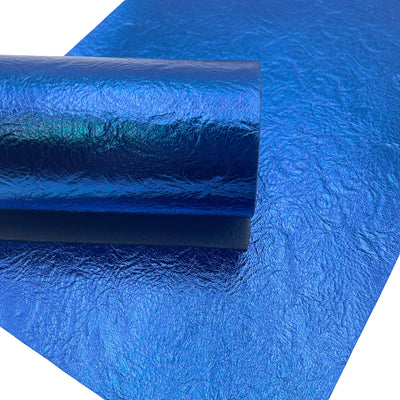 Royal Blue Metallic Textured Faux Leather Sheet